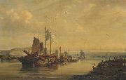 Auguste Borget A View of Junks on the Pearl River oil painting picture wholesale